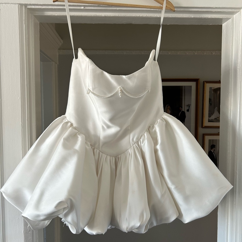 Bubble Skirt Bridal Mini Dress